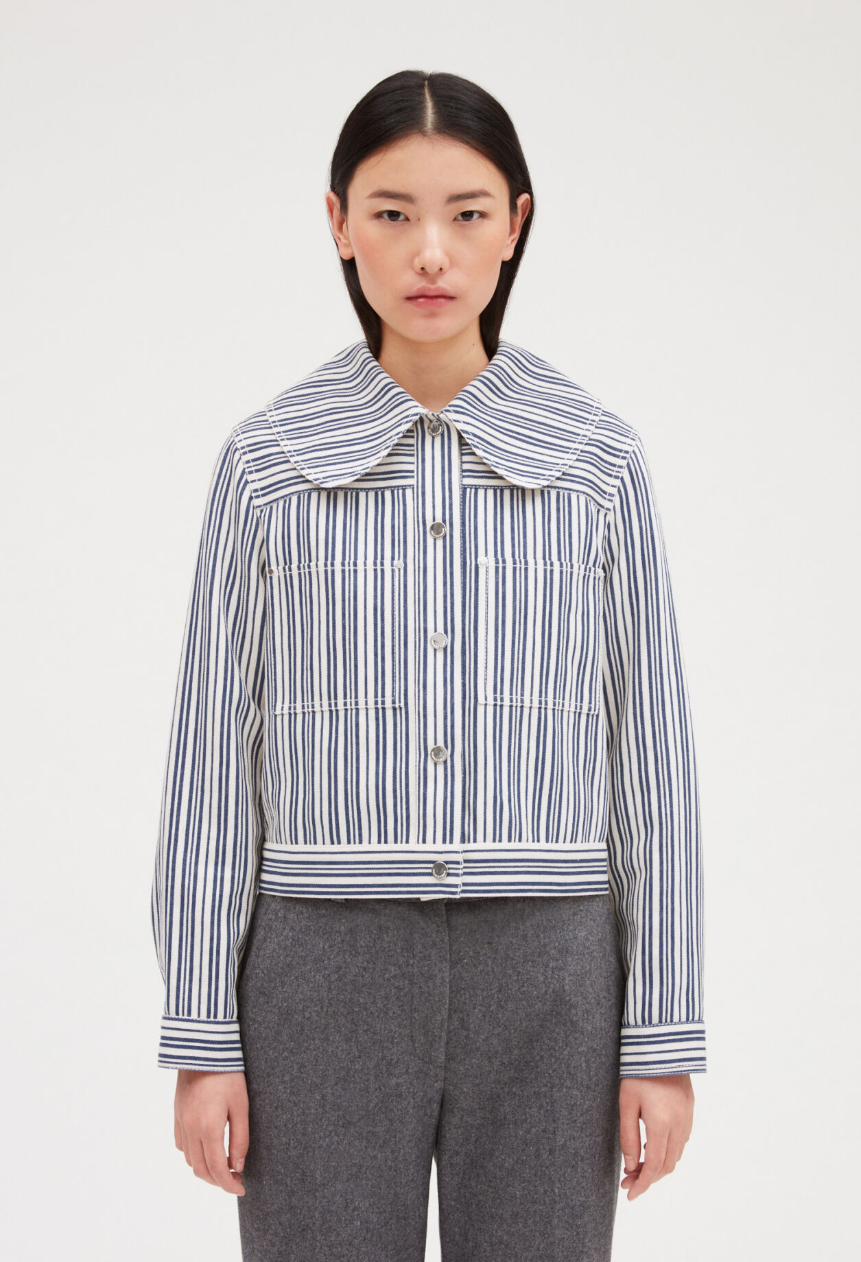 Veste jean à rayures
