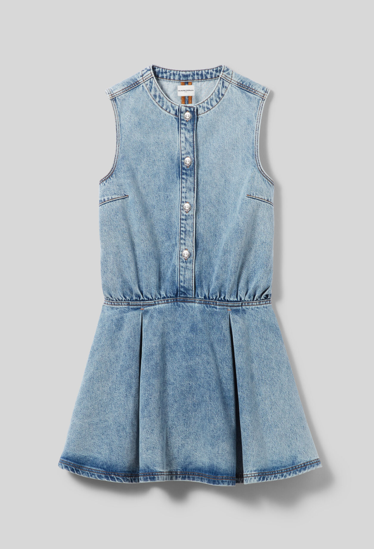 Washed flared denim dress