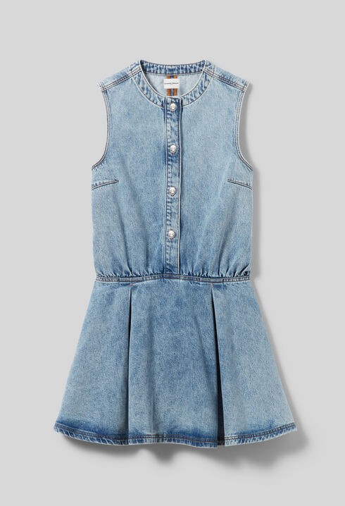 Robe denim délavé évasée