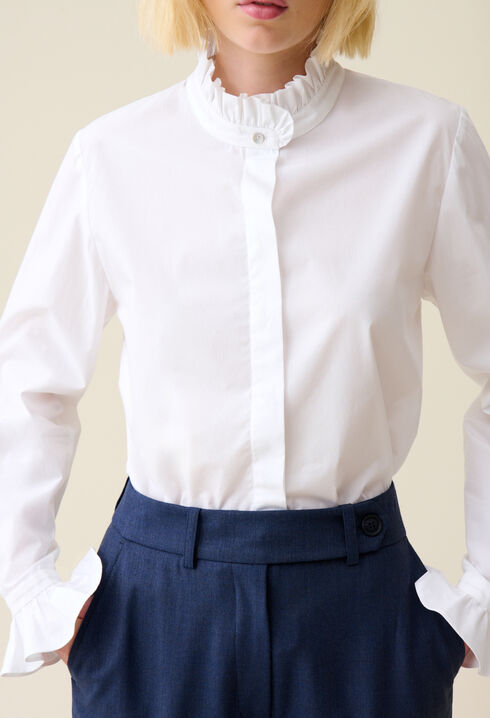 Chemise blanche col volanté