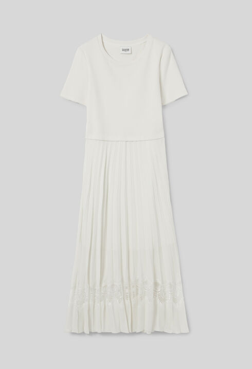Twist Zweifarbige Midikleid  elfenbein