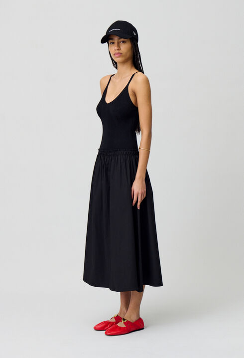 Midikleid mit gehäkeltem Brustteil