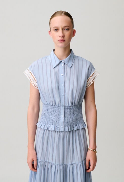 Chemise ray&eacute;e sans manches