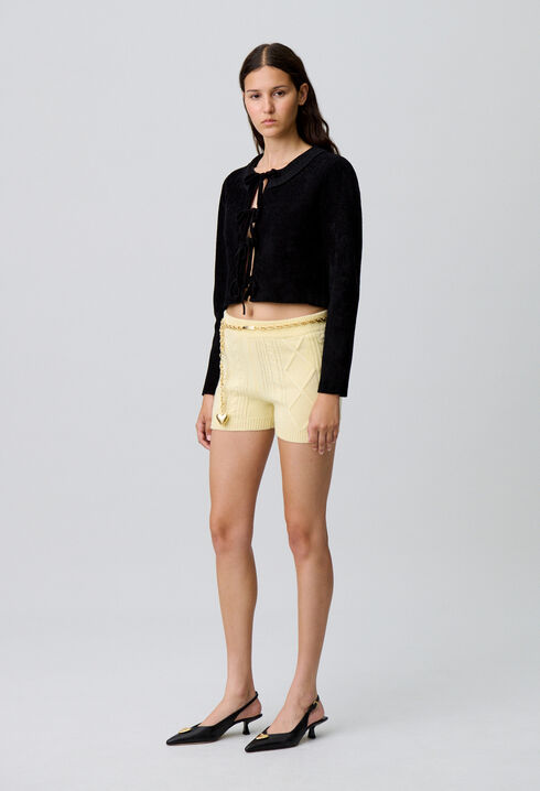 Velour knit cardigan