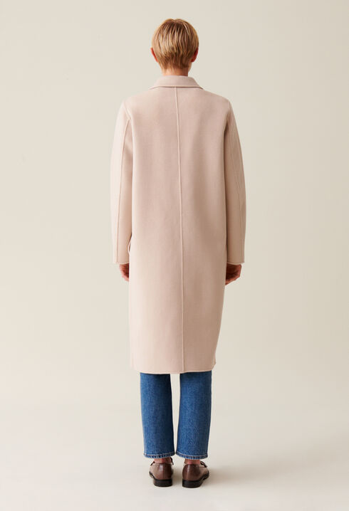 Manteau mi-long laine mélangée beige 