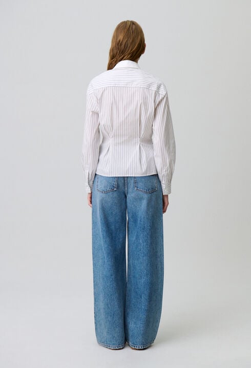Striped poplin shirt