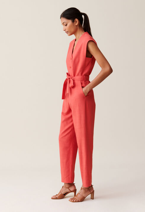 Jumpsuit mit Gürtel terracotta