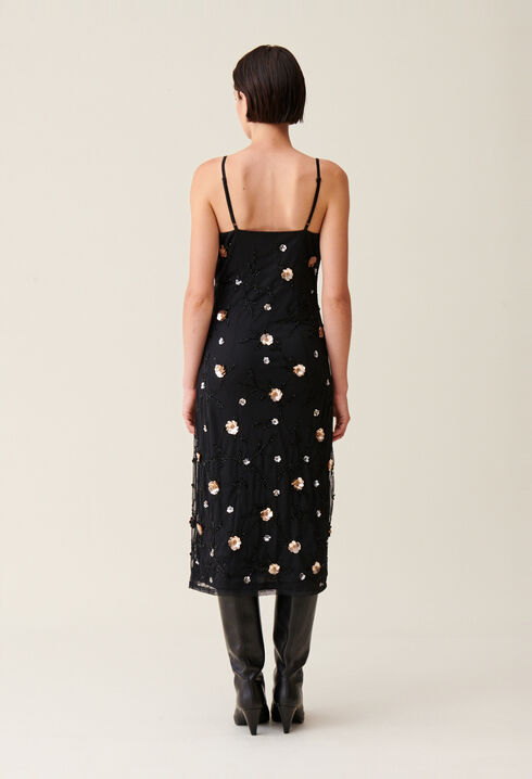 Flowy sequin-embroidered gown