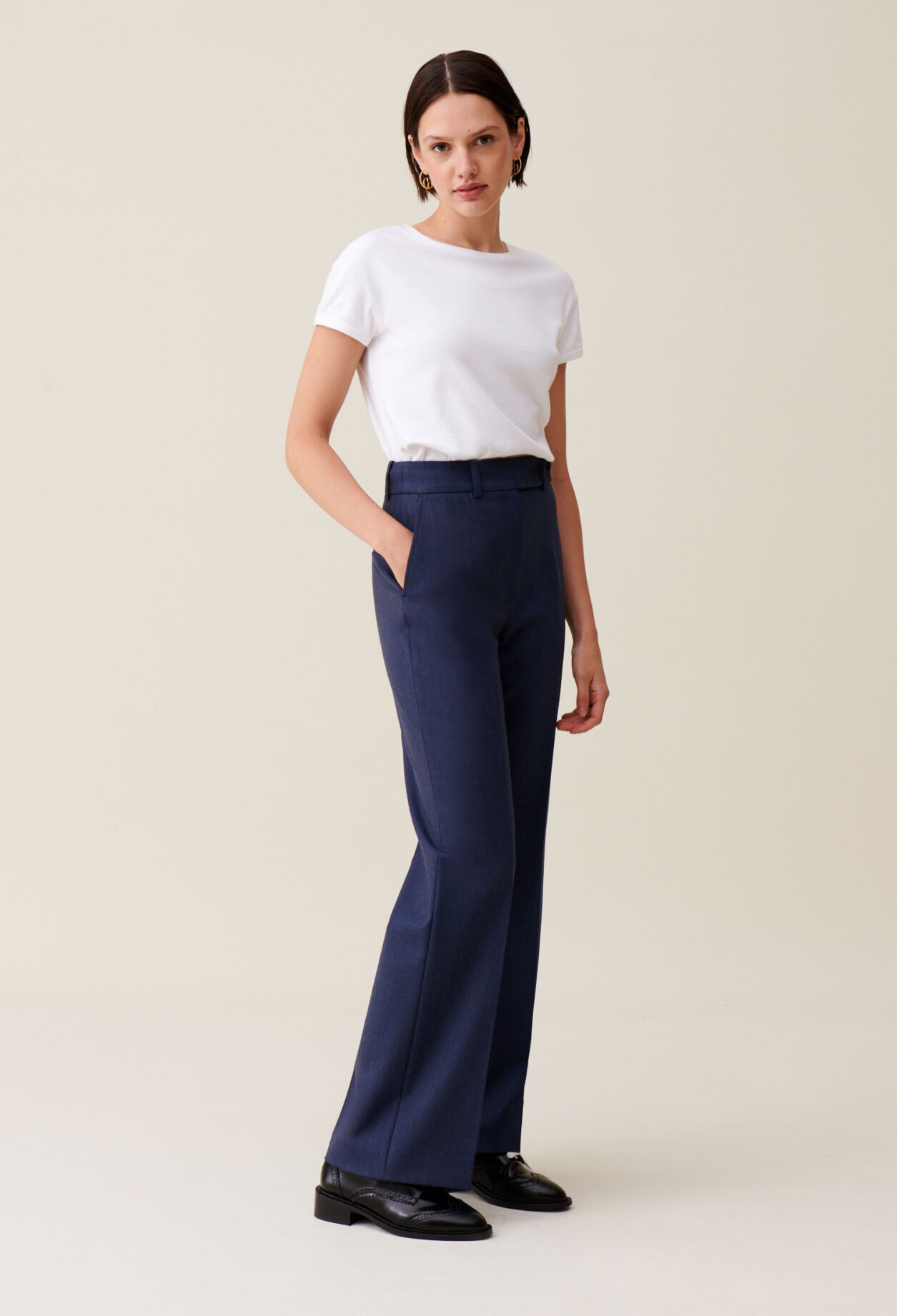 Navy wool suit trousers