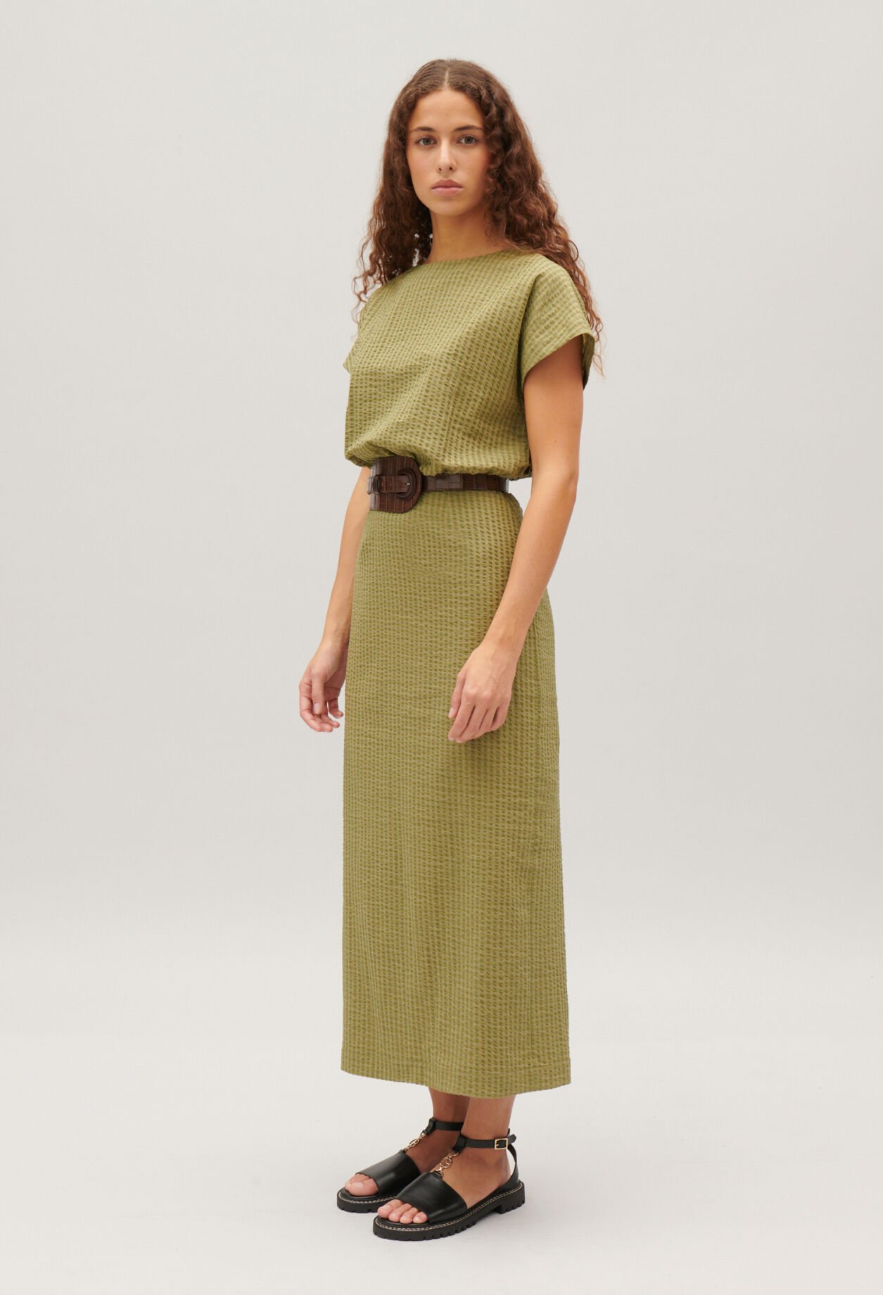 Midi Kleid mit Streifen Design