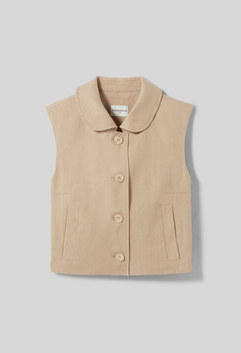 Veste courte tailleur lin