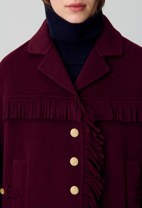 Short Wool Coat with Fringes