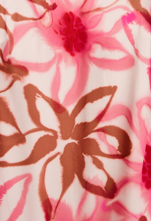 Langes, satiniertes Kleid mit Printmotiv