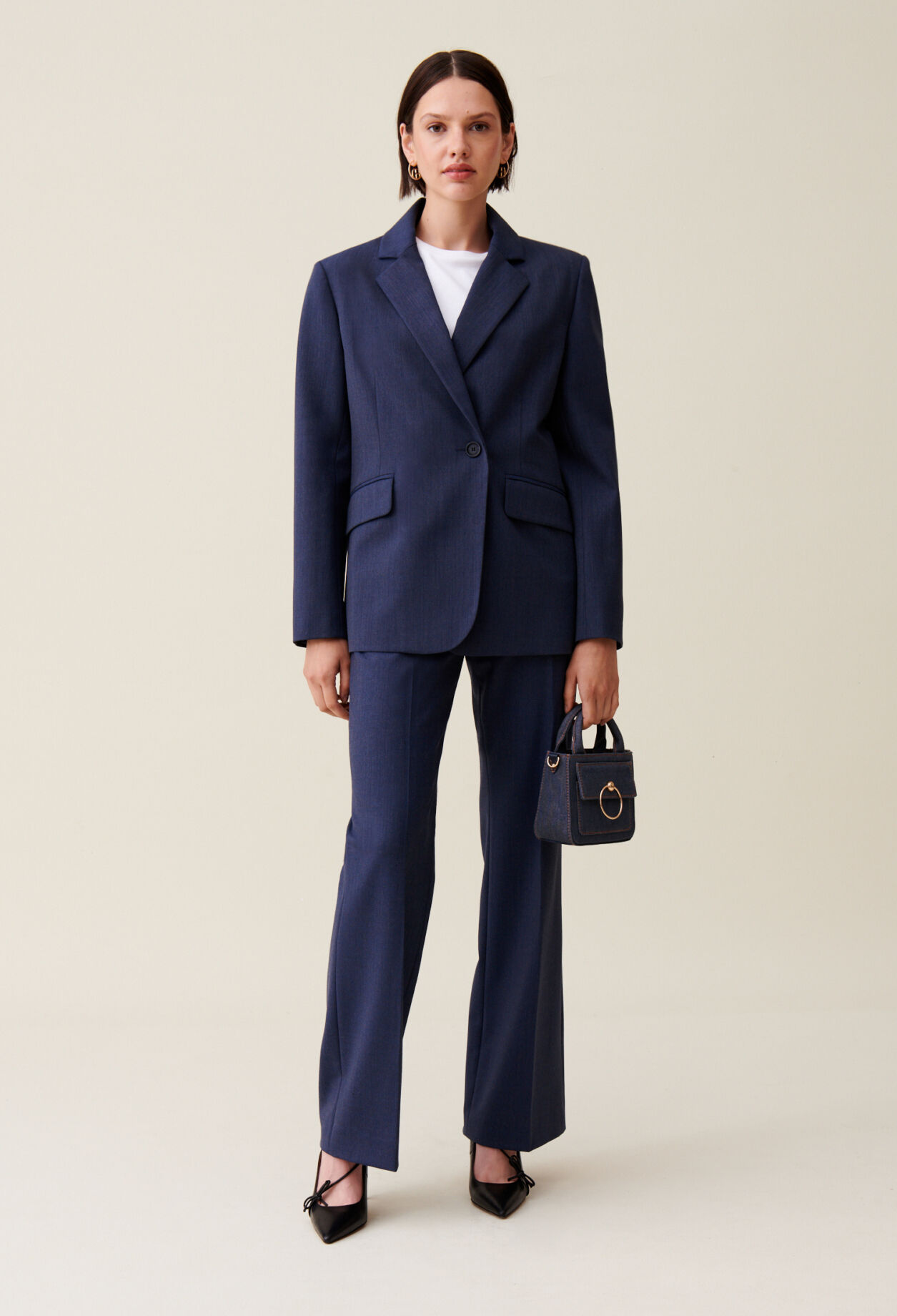 Navy double-breasted blazer