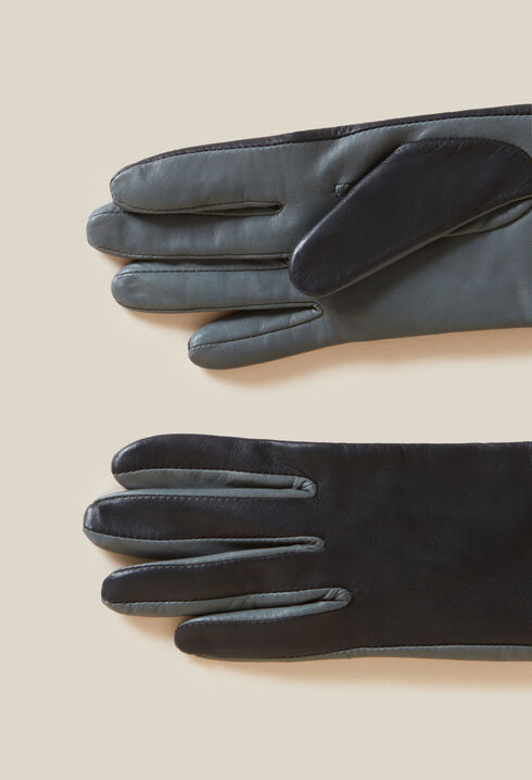Longs gants bicolores cuir