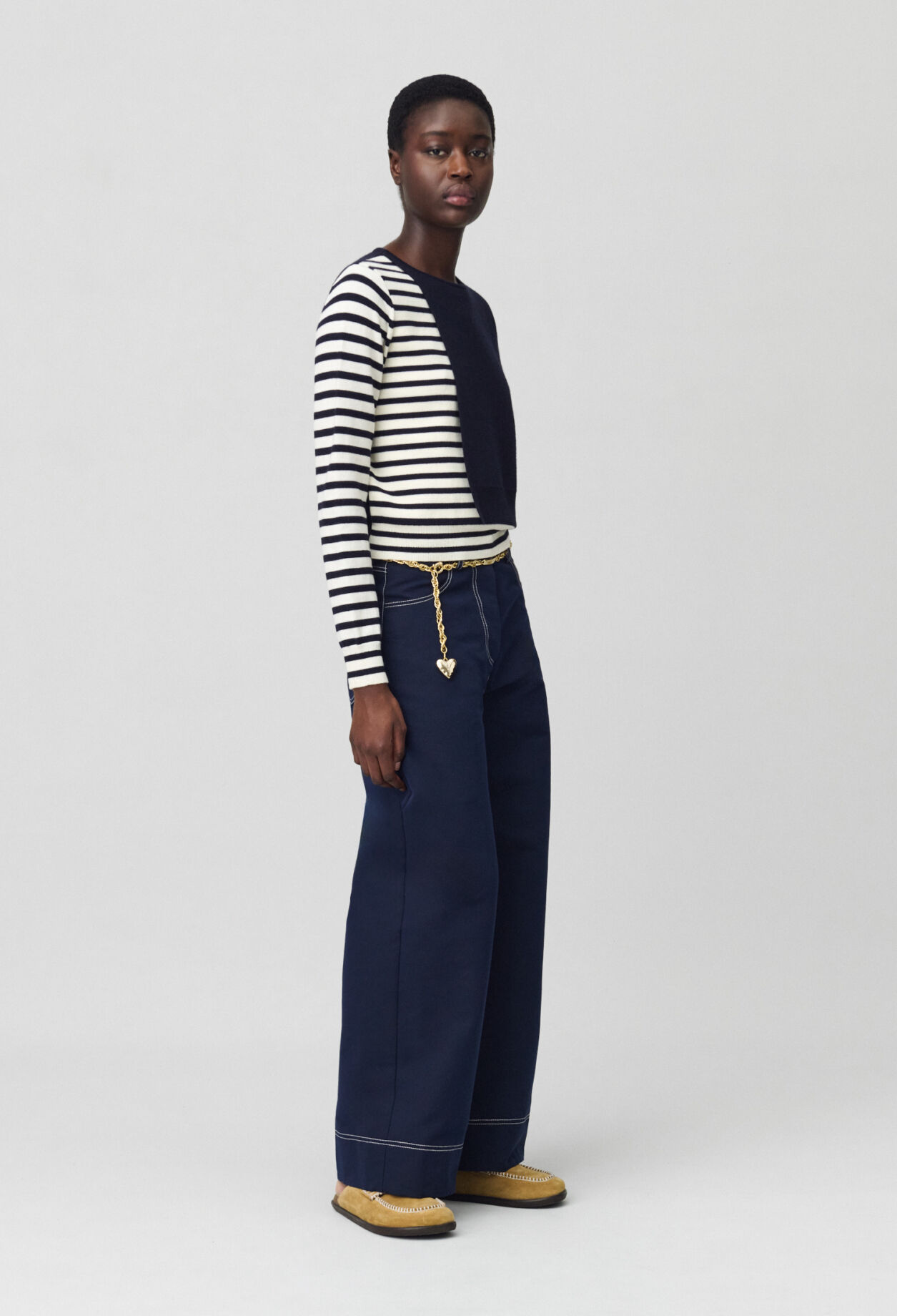 Short Striped Jumper with Plain Flap