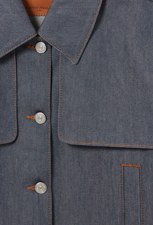 Veste denim foncé large 