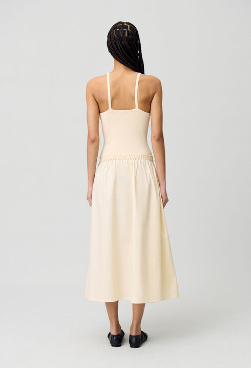Midikleid mit gehäkeltem Brustteil