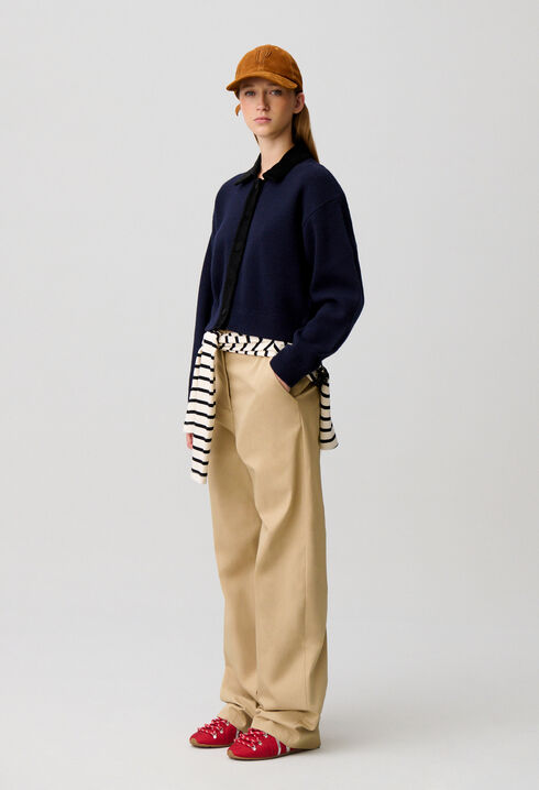 Cardigan velours c&ocirc;tel&eacute;