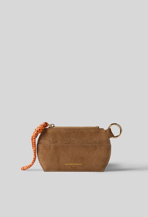 Beige suede cardholder