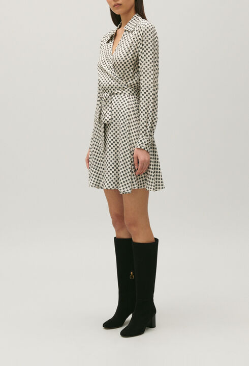Robe portefeuille imprimé noir et blanc