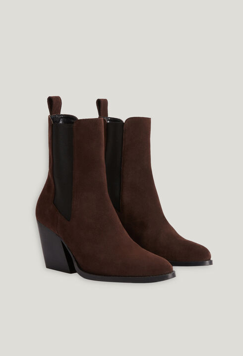 Bottines cuir suède chocolat