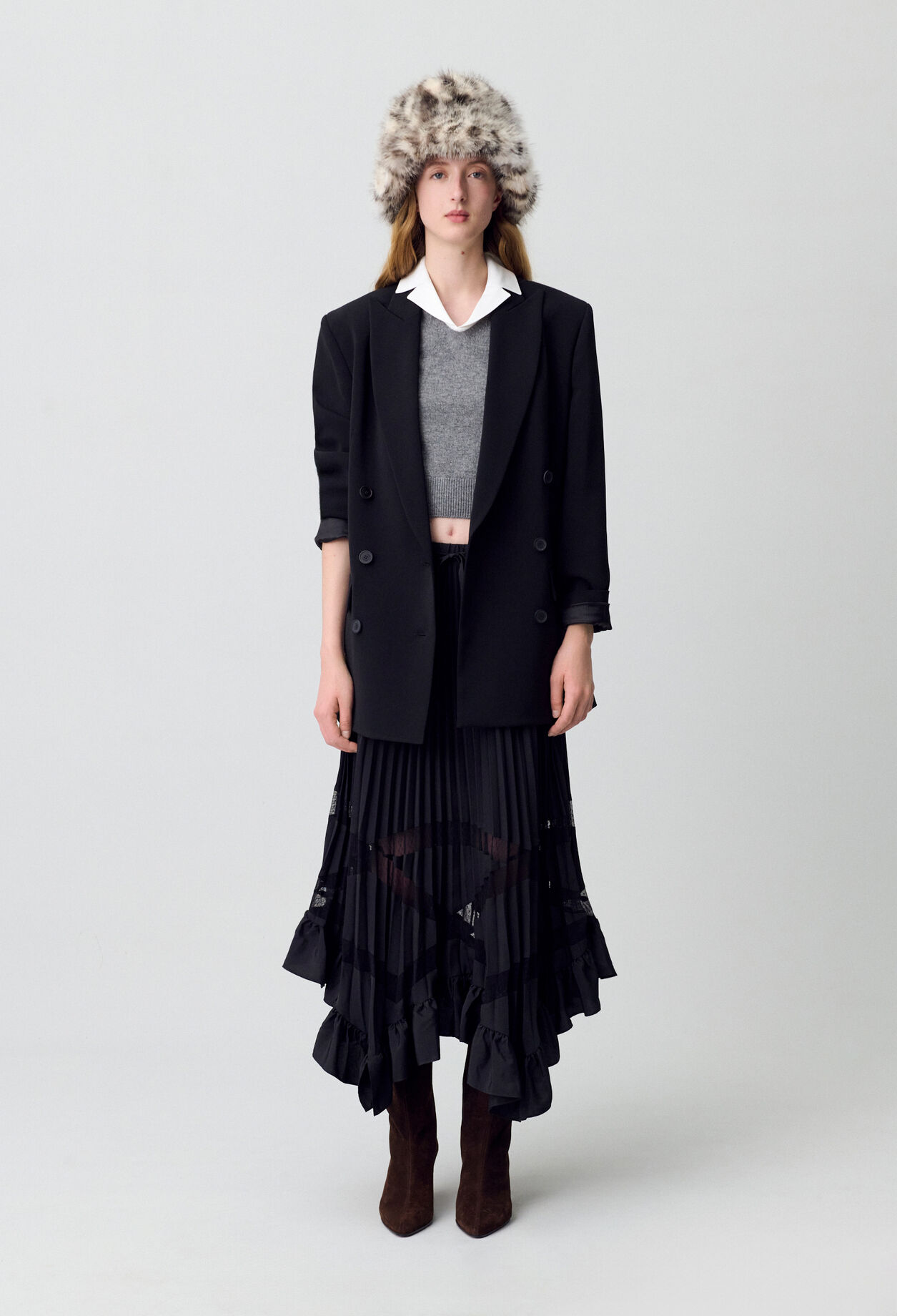 Asymmetrical pleated skirt