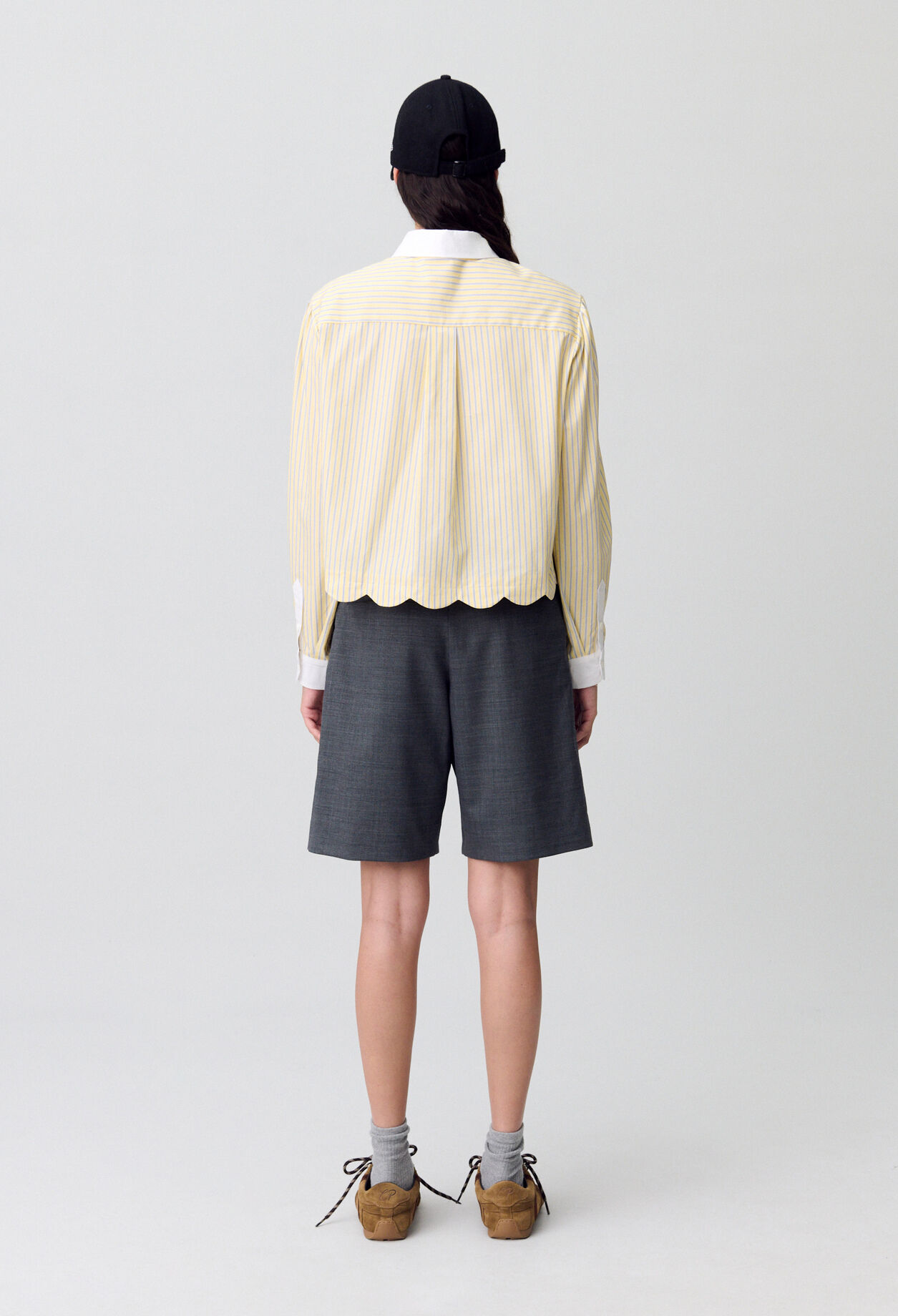 Chemise rayée col claudine