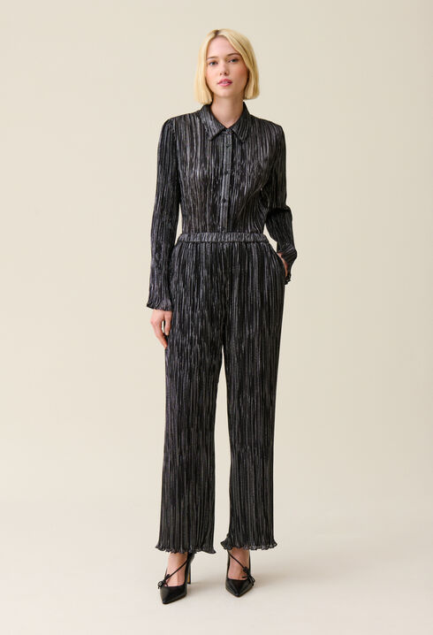 Blouse plissée fluide argentée