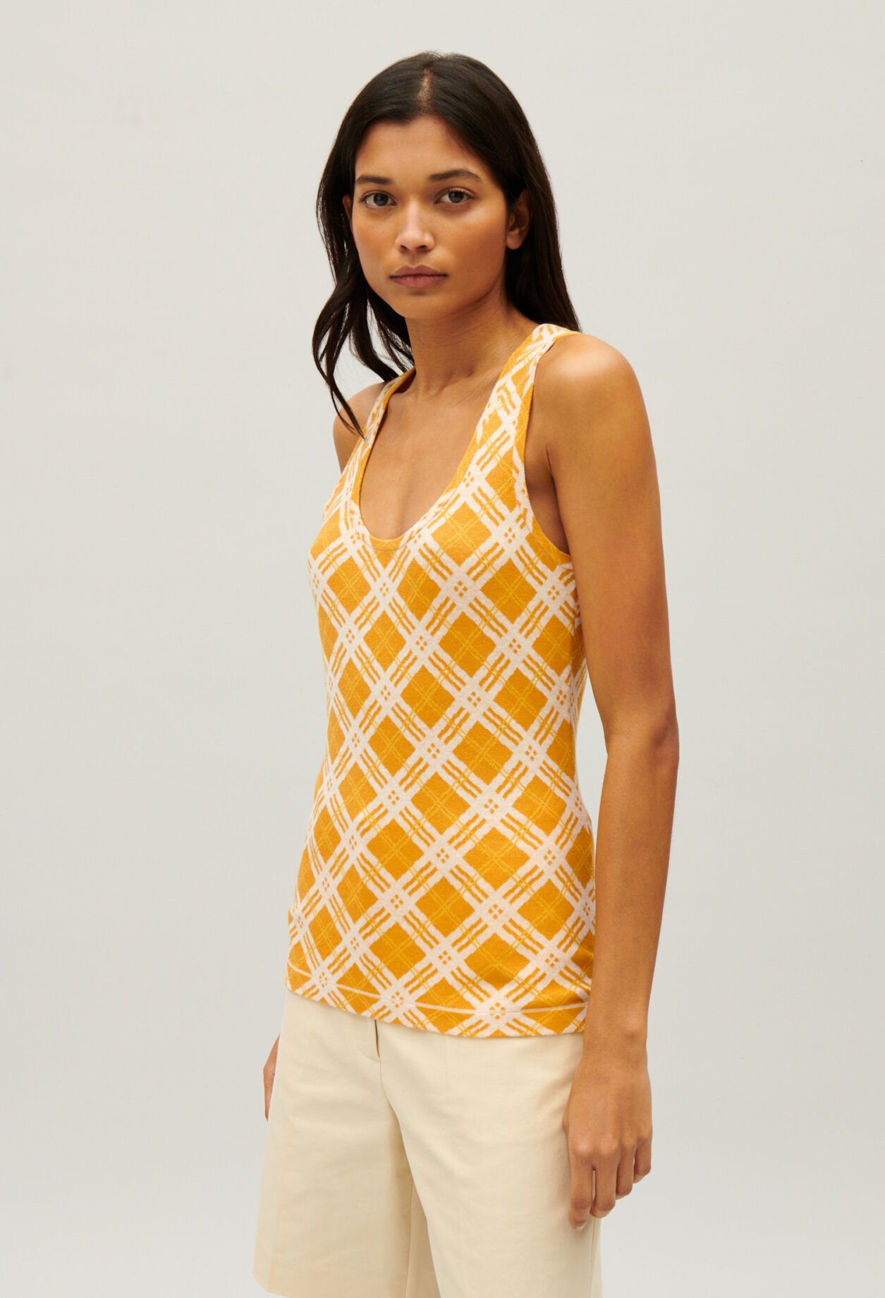 Tanktop Karomuster in Gelb