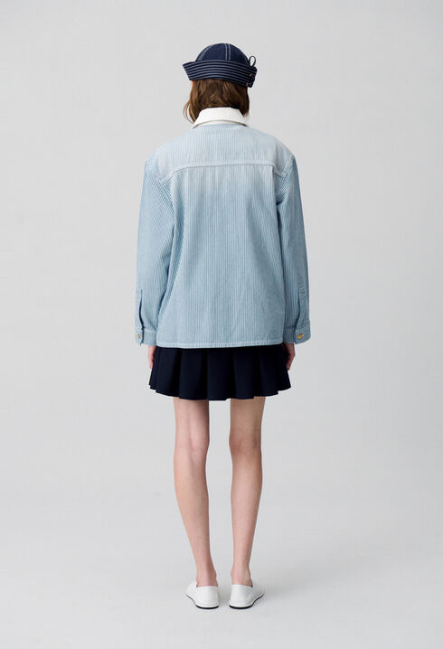 Veste denim gabardine &agrave; rayures