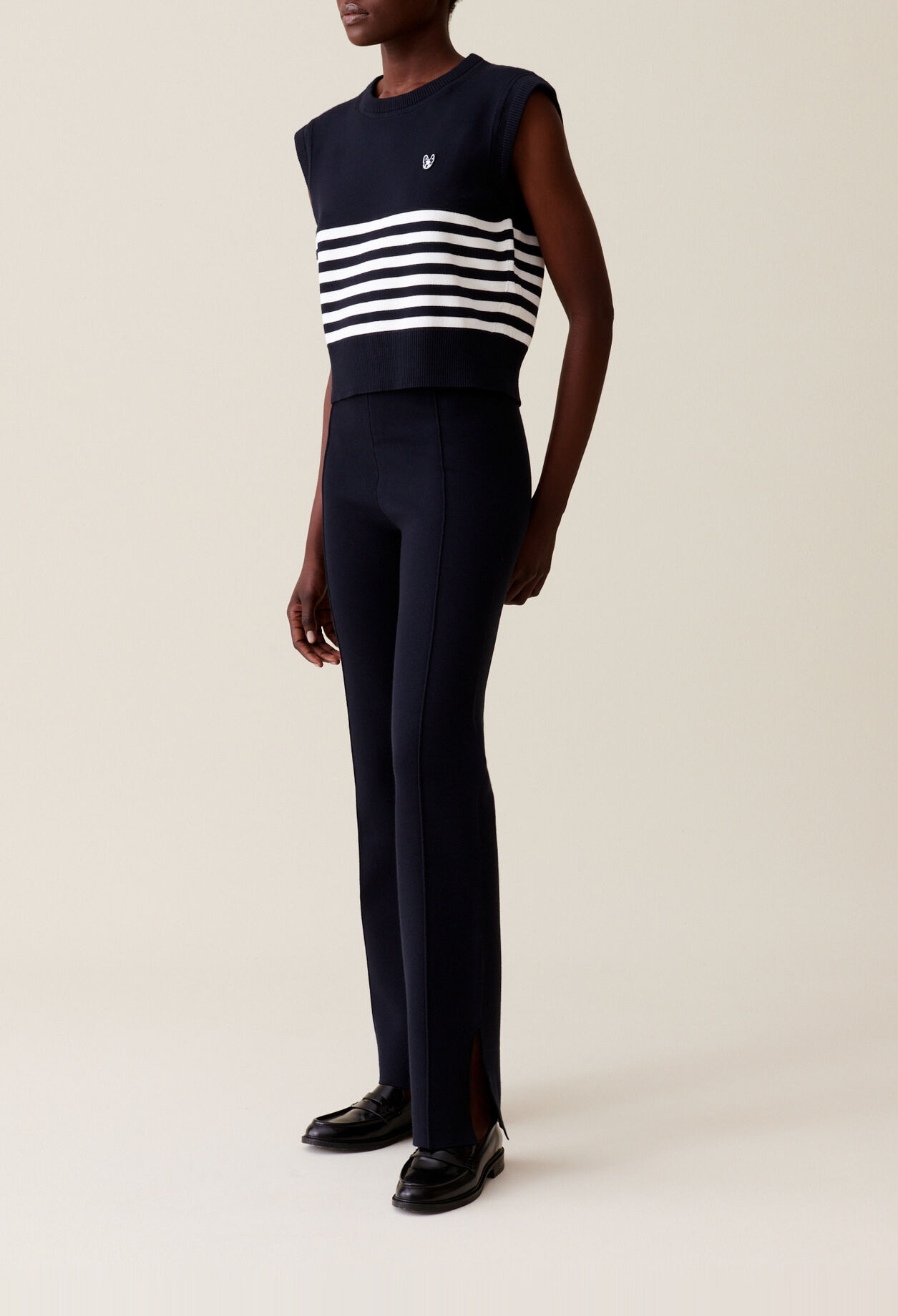 Marineblaue Strickhose