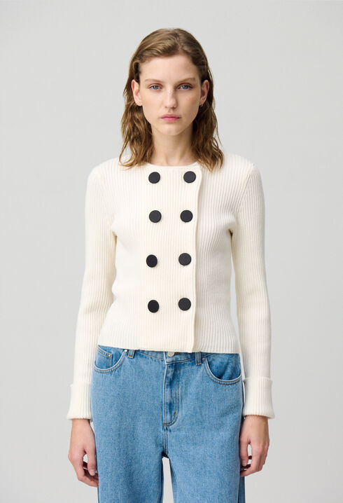 Cardigan laine mélangée boutonné