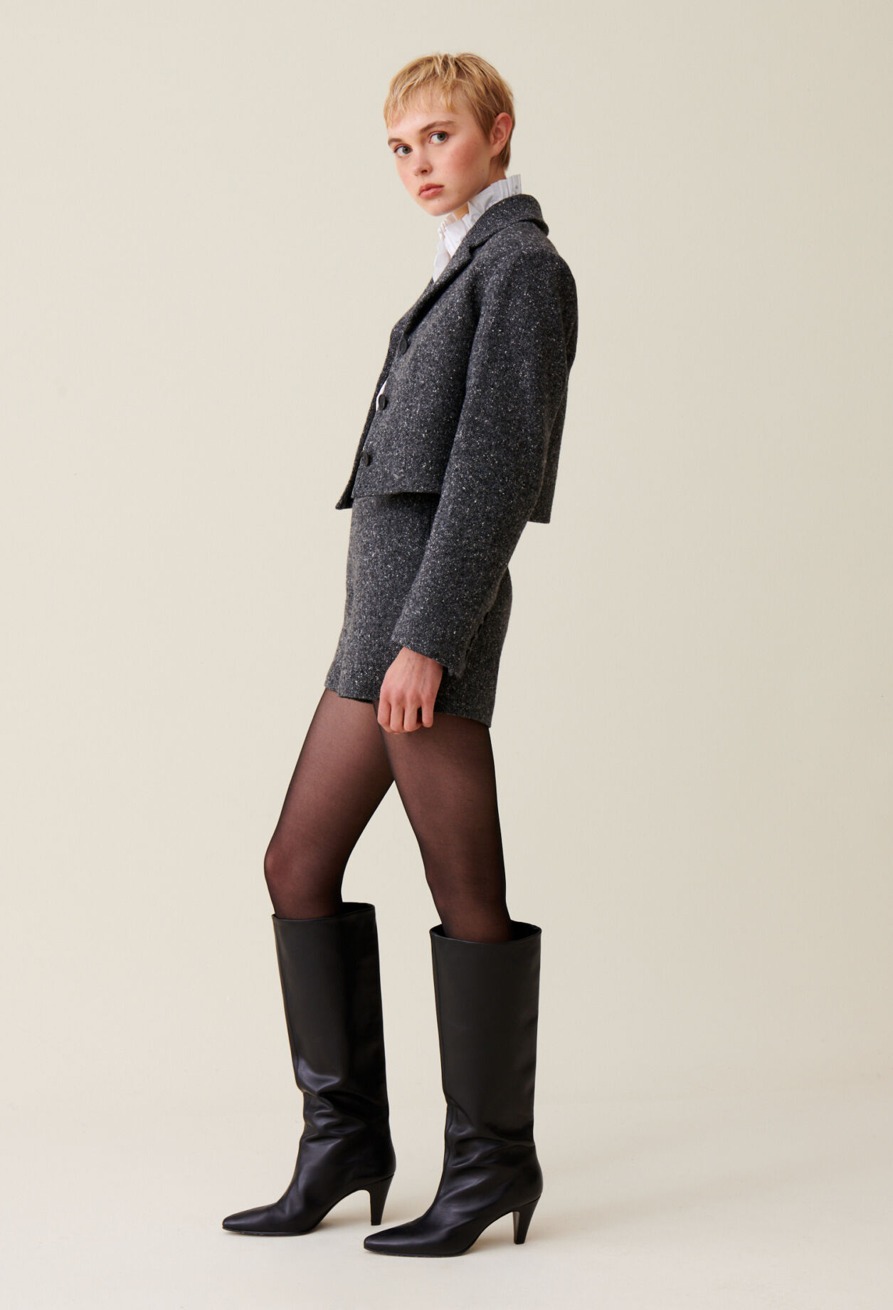 Graue Tweedjacke aus Wollmischung