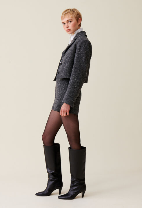 Graue Tweedjacke aus Wollmischung