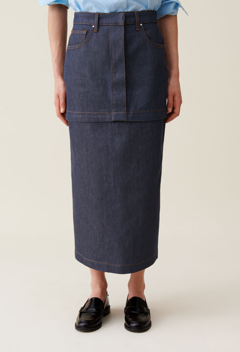 Jupe denim zippée modulable