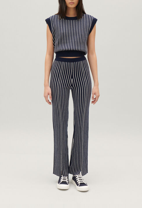 Pantalon maille rayures