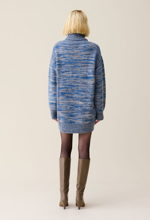 Robe courte laine col roulé