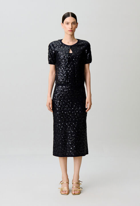 Robe longue maille sequins