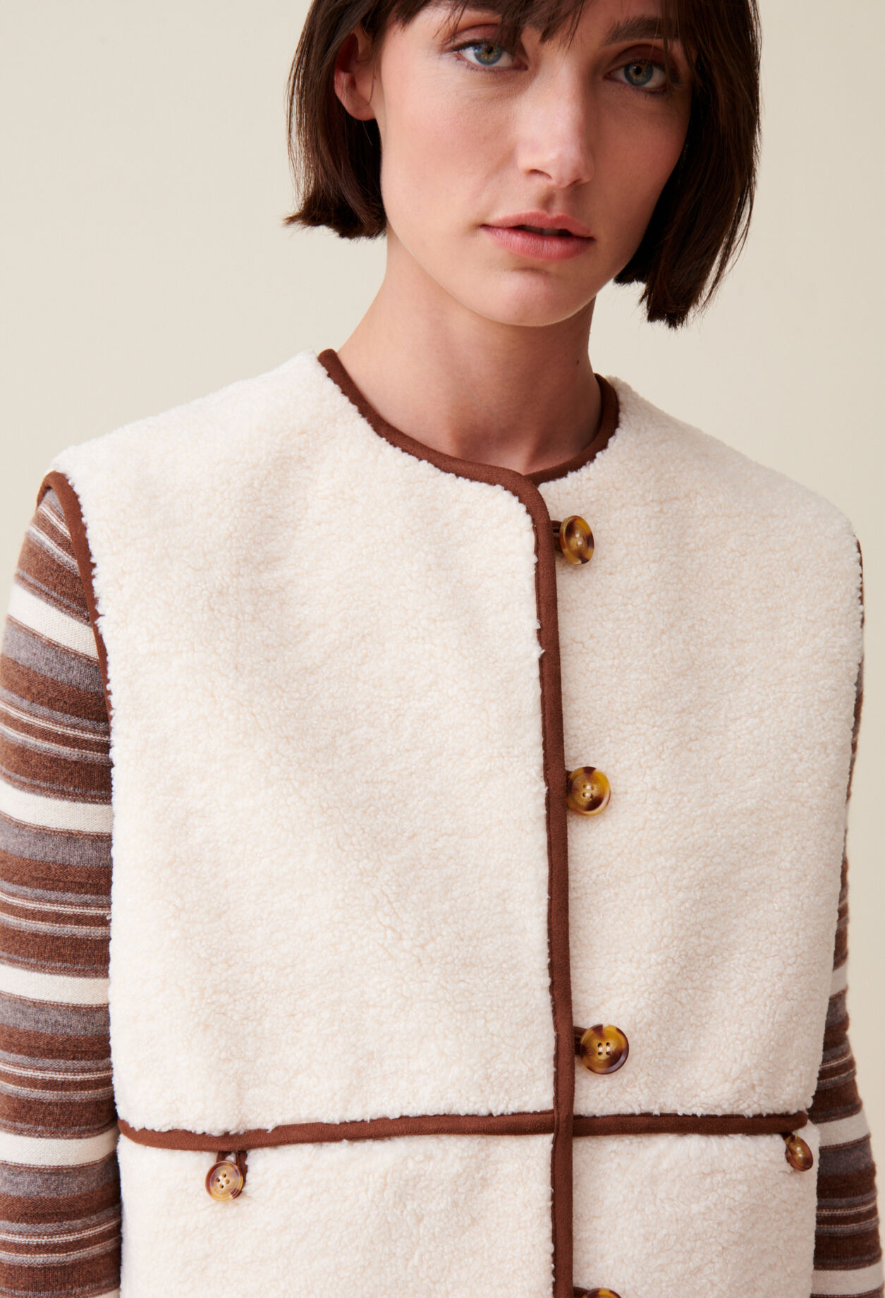 Sleeveless faux fur jacket