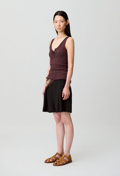 Débardeur maille pointelle volant