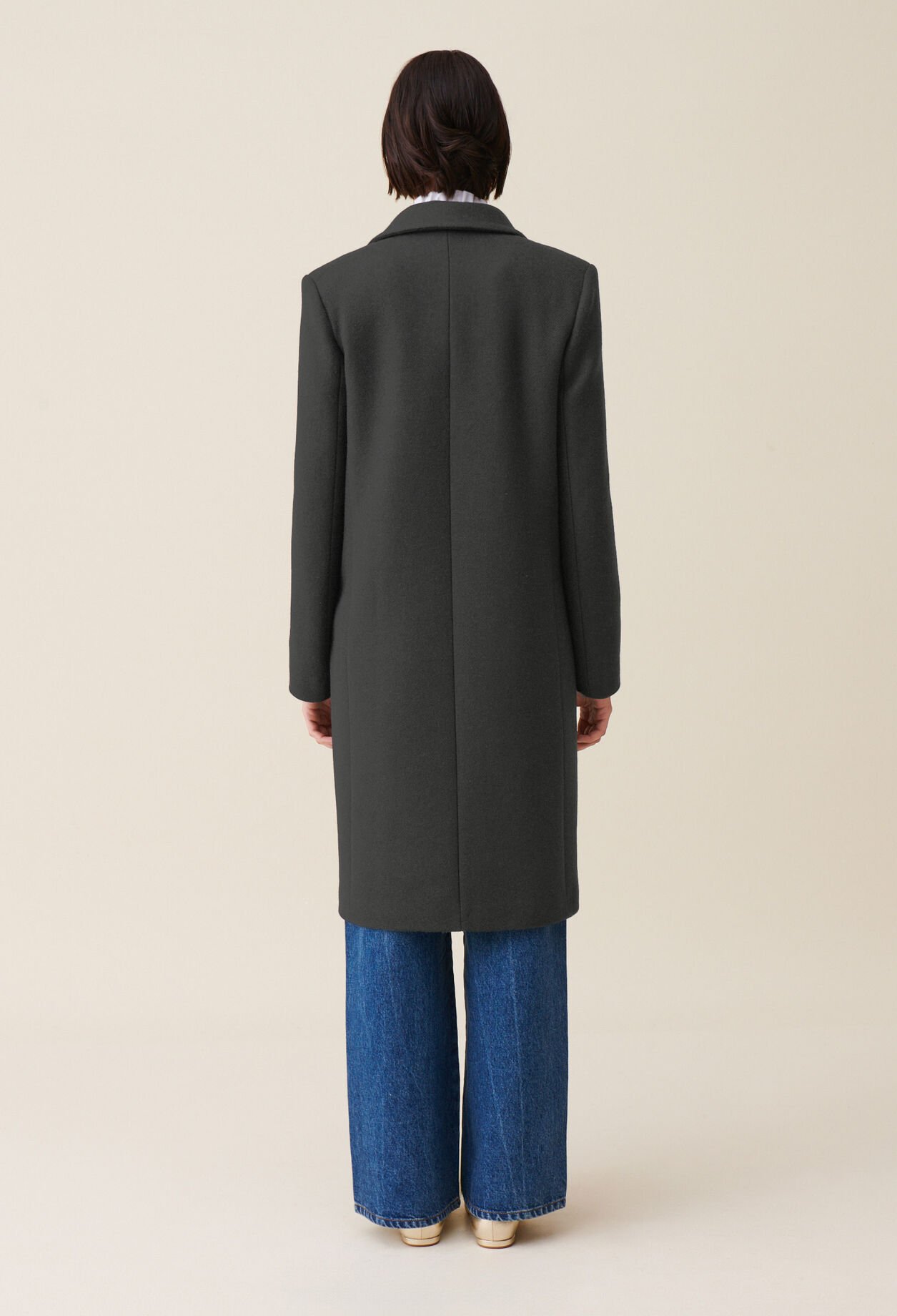 Manteau mi-long tailleur gris