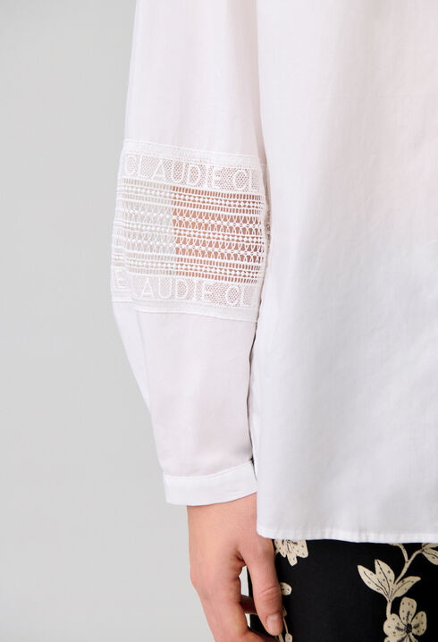 Chemise coton col volant&eacute;