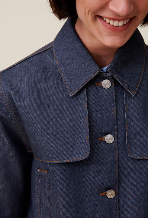 Veste denim foncé large 