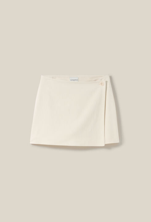 Ivoryfarbener Wickelrock-Shorts