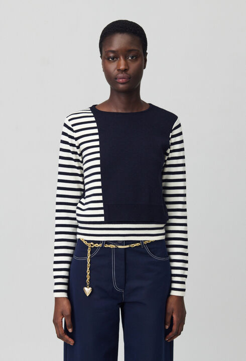 Kurzer Marinière-Pullover