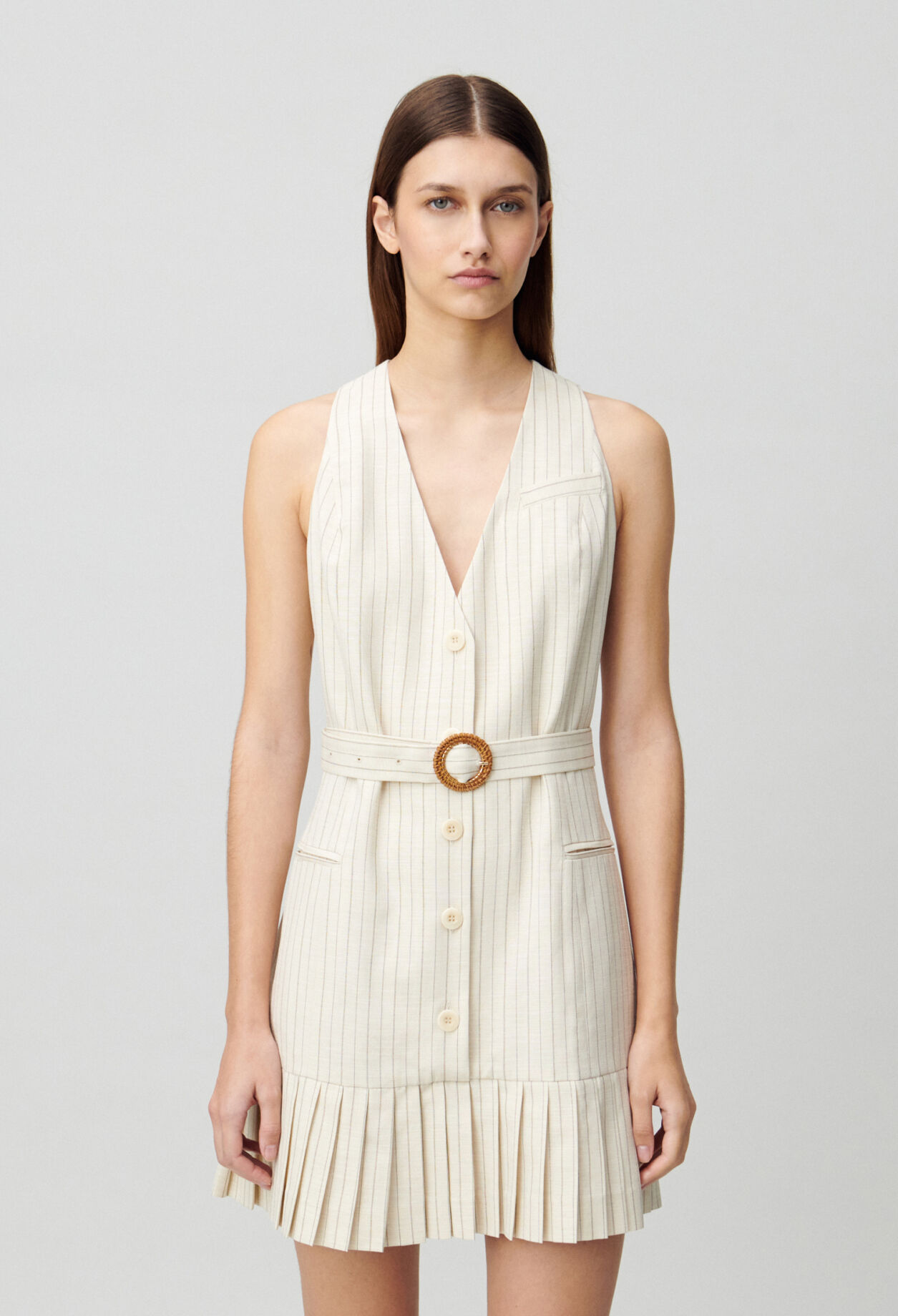 Pleated fitted short dress