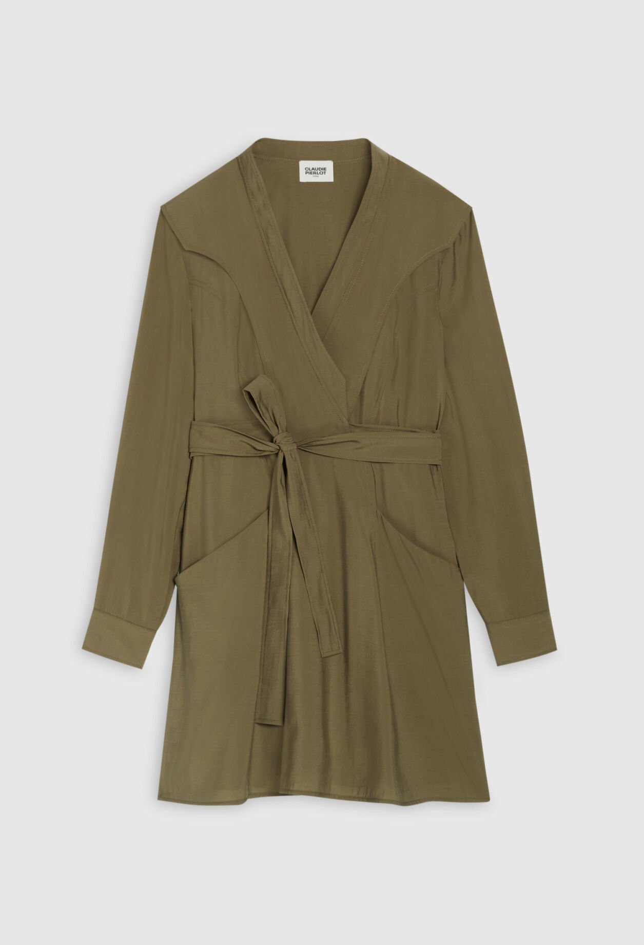 Khaki tie-belt dress