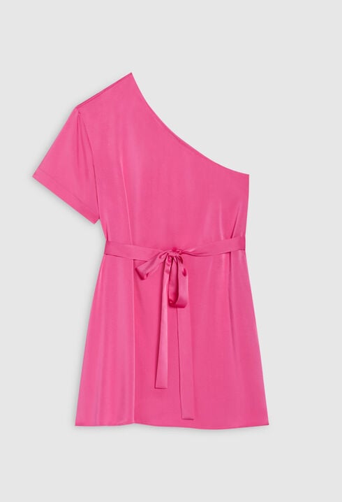 Robe courte asymétrique rose