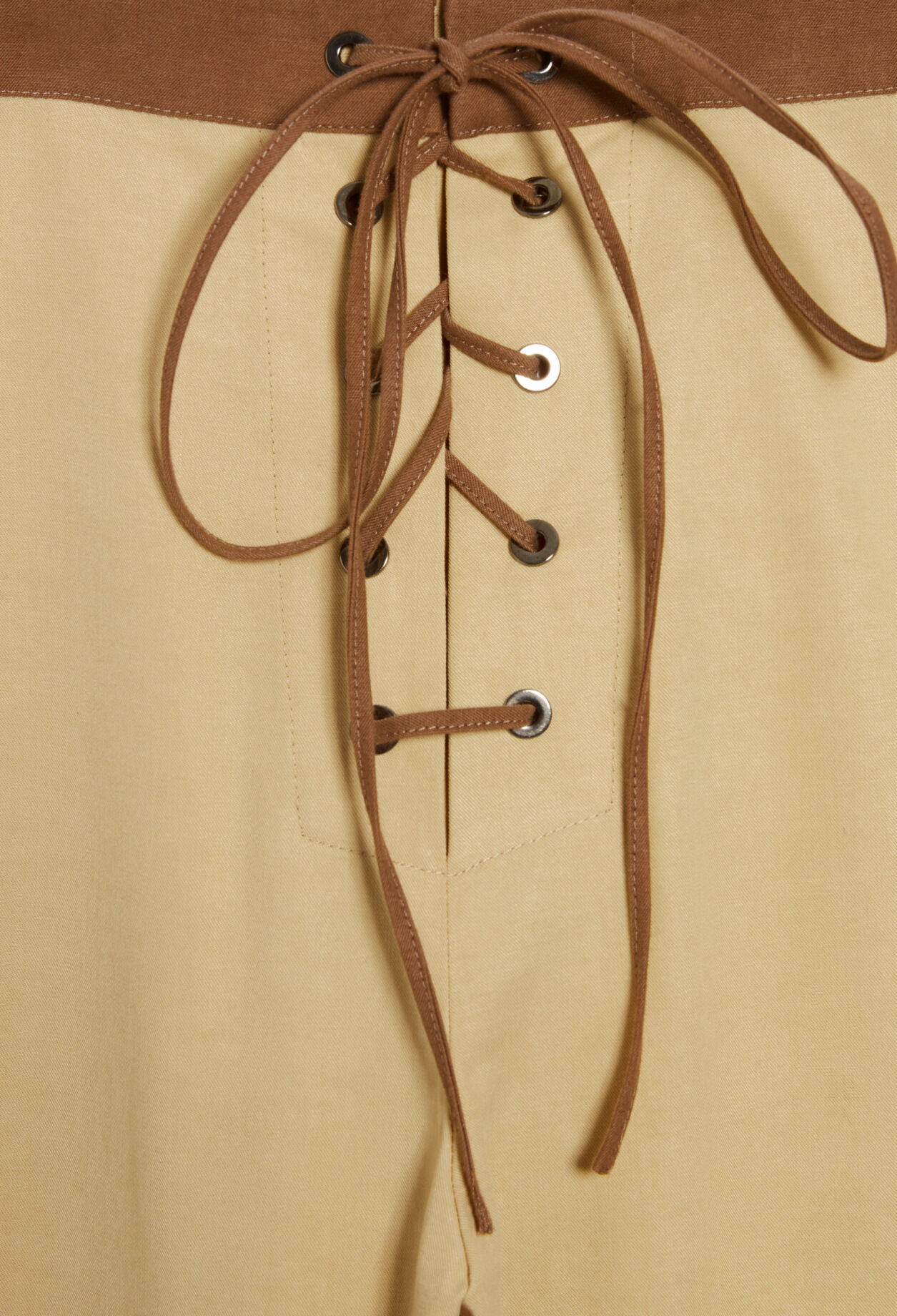 Two-tone lace-up trousers